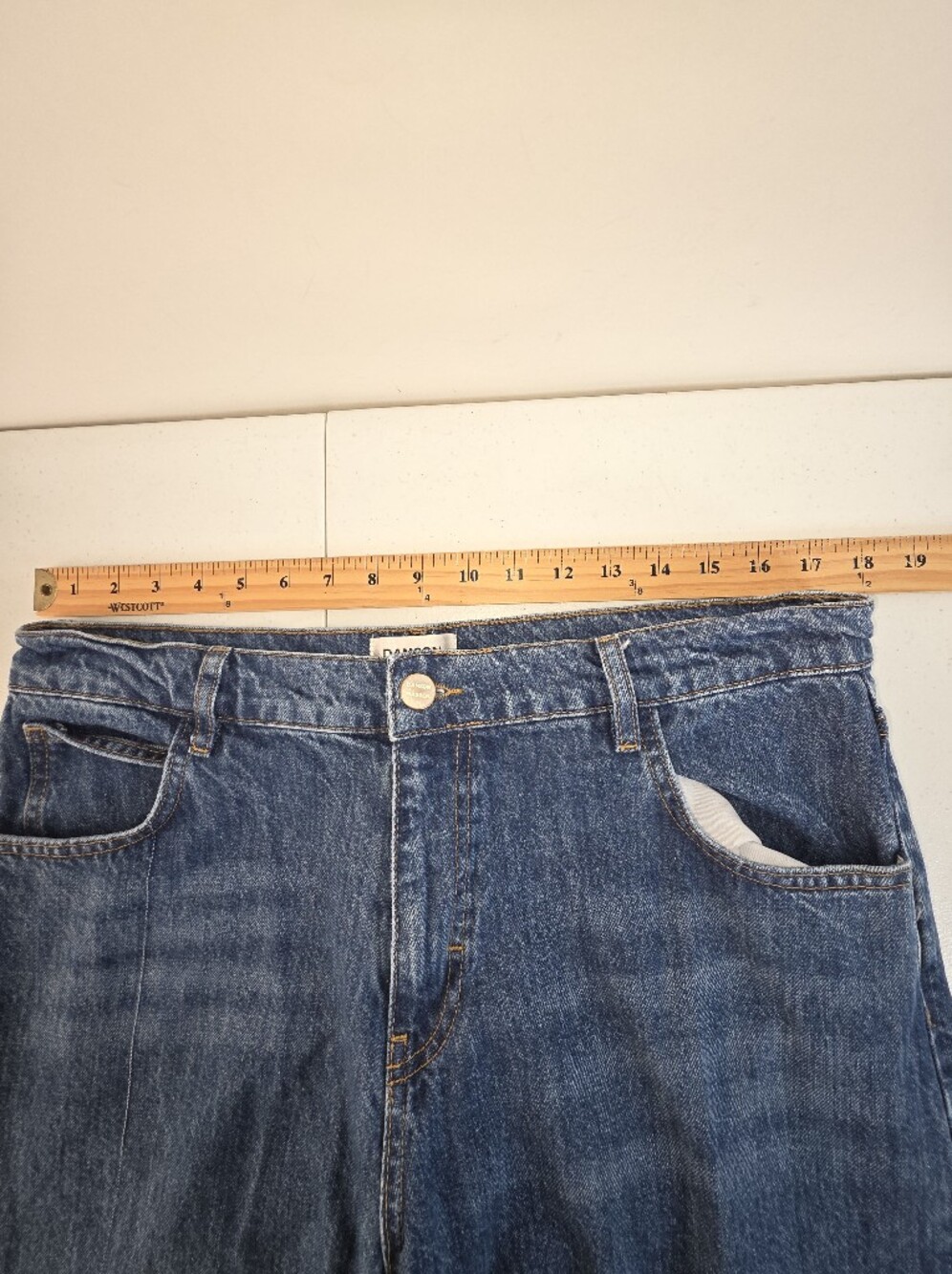 Damson Madder Sylvie Cuffed Jeans Organic Cotton Size 16 Monogrammed Pockets Y2K - Picture 11 of 16